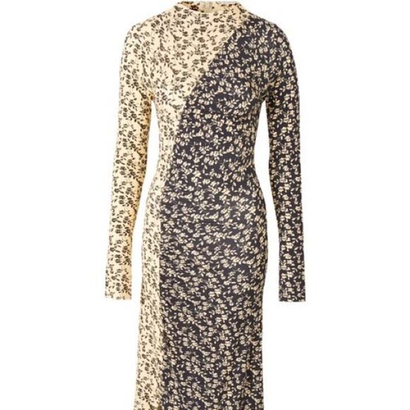 DODO BAR OR Dona Printed Colorblock Dress In Roma Black Combo Size Small - Picture 1 of 6